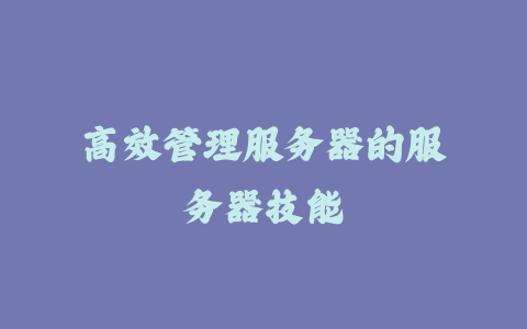 高效管理服务器的服务器技能_皮站网