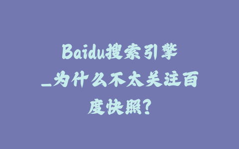 Baidu搜索引擎_为什么不太关注百度快照？_皮站网